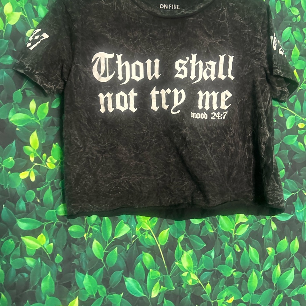 Black Graphic Crop Top